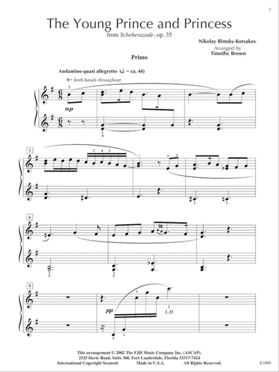 The Young Prince and Princess from Rimsky-Korsakov's Scheherazade 1 Piano, 4-Hands scores gallery preview page 3