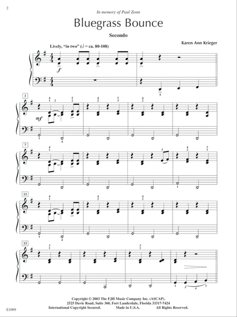 Bluegrass Bounce Easy Piano scores gallery preview page 2
