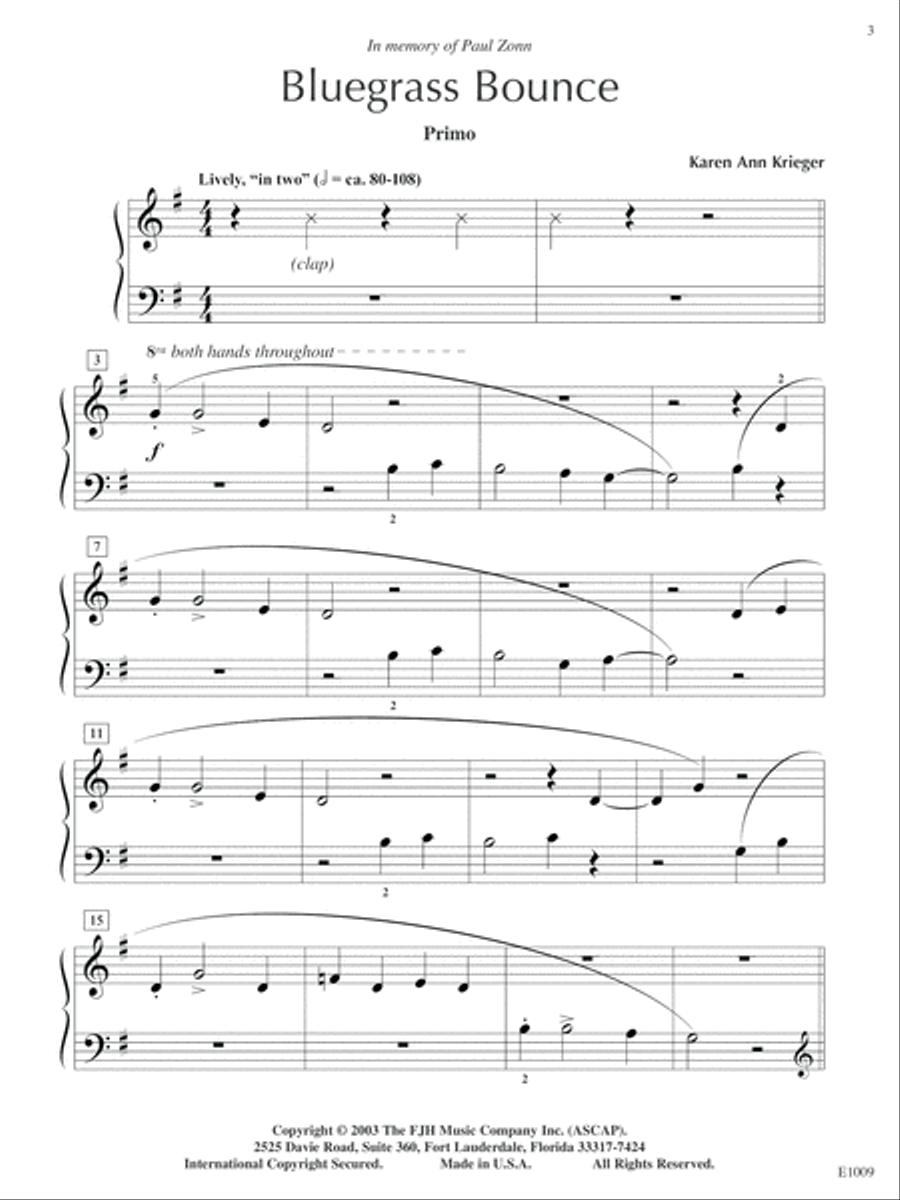 Bluegrass Bounce Easy Piano scores gallery preview page 3