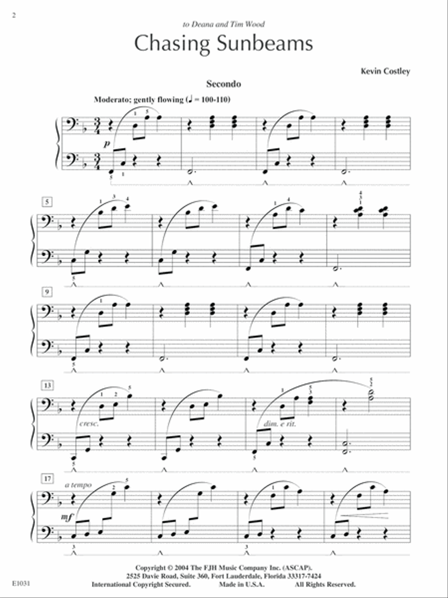 Chasing Sunbeams Piano Duet scores gallery preview page 2