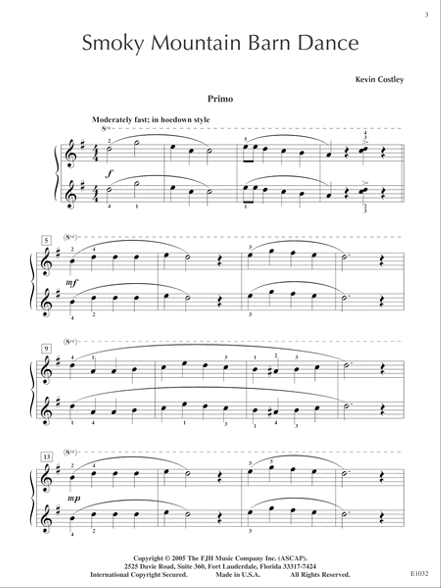 Smoky Mountain Barn Dance Piano Duet scores gallery preview page 3