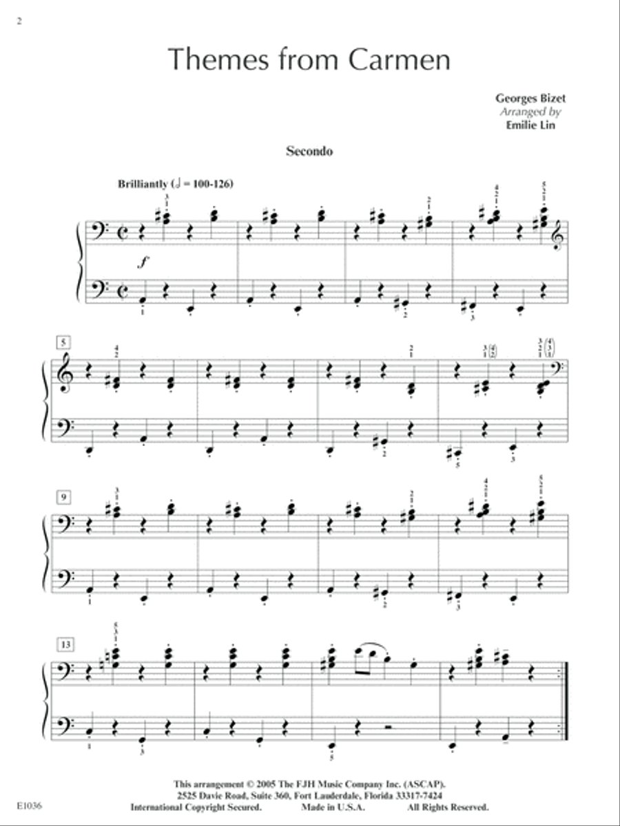 Themes from Carmen Piano Duet scores gallery preview page 2