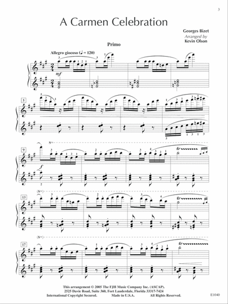 A Carmen Celebration Piano Duet scores gallery preview page 3