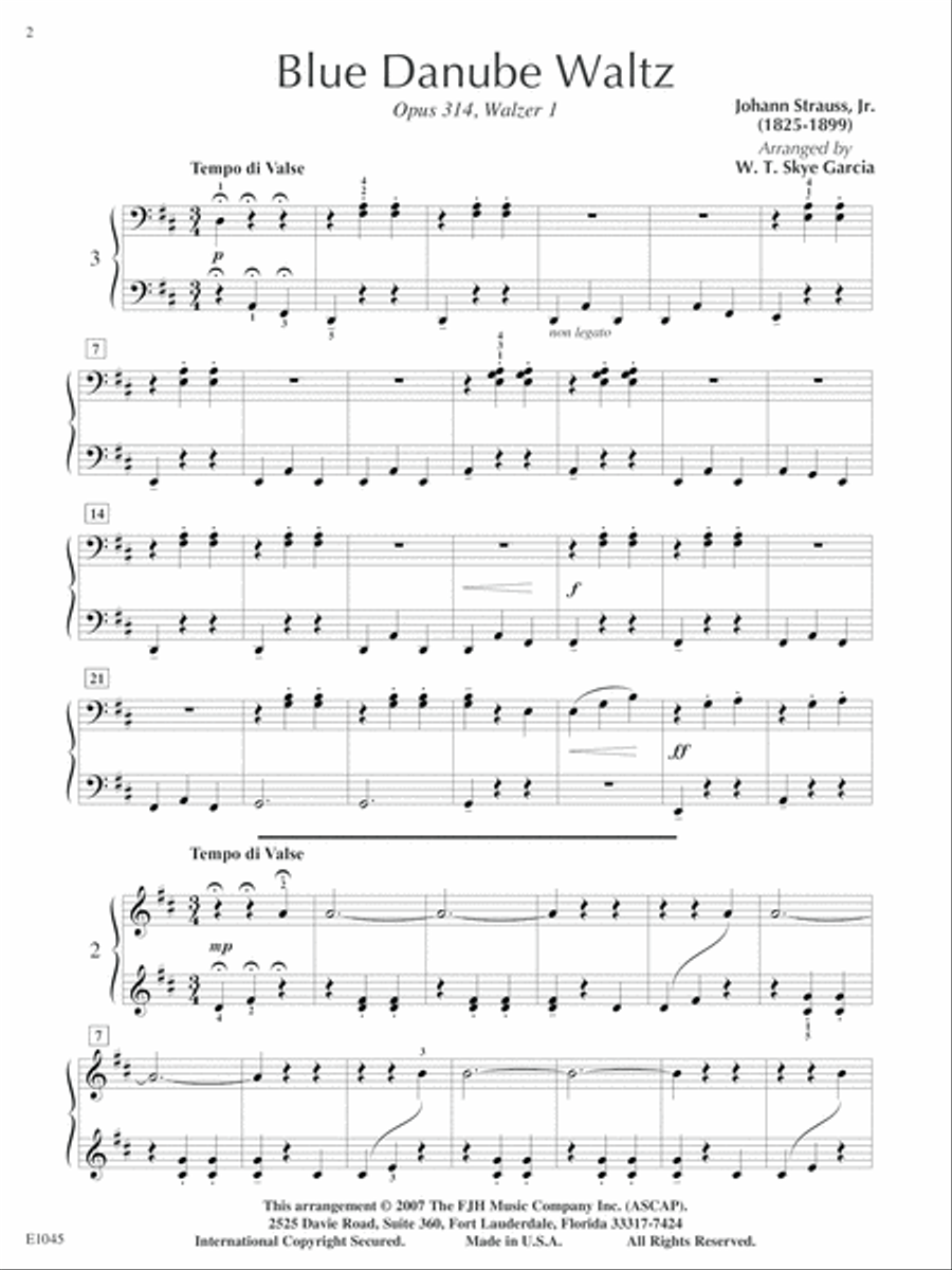 Blue Danube Waltz Piano scores gallery preview page 2