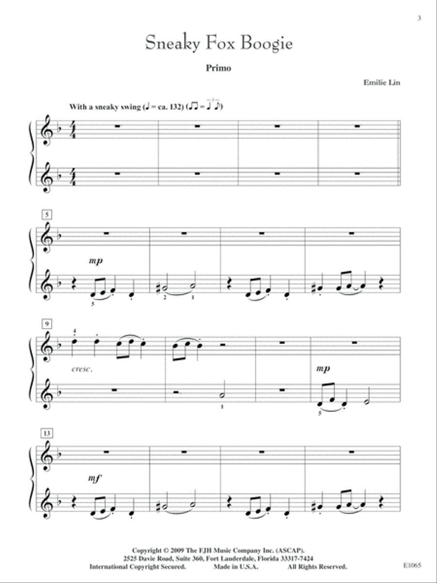 Sneaky Fox Boogie Piano Duet scores gallery preview page 3