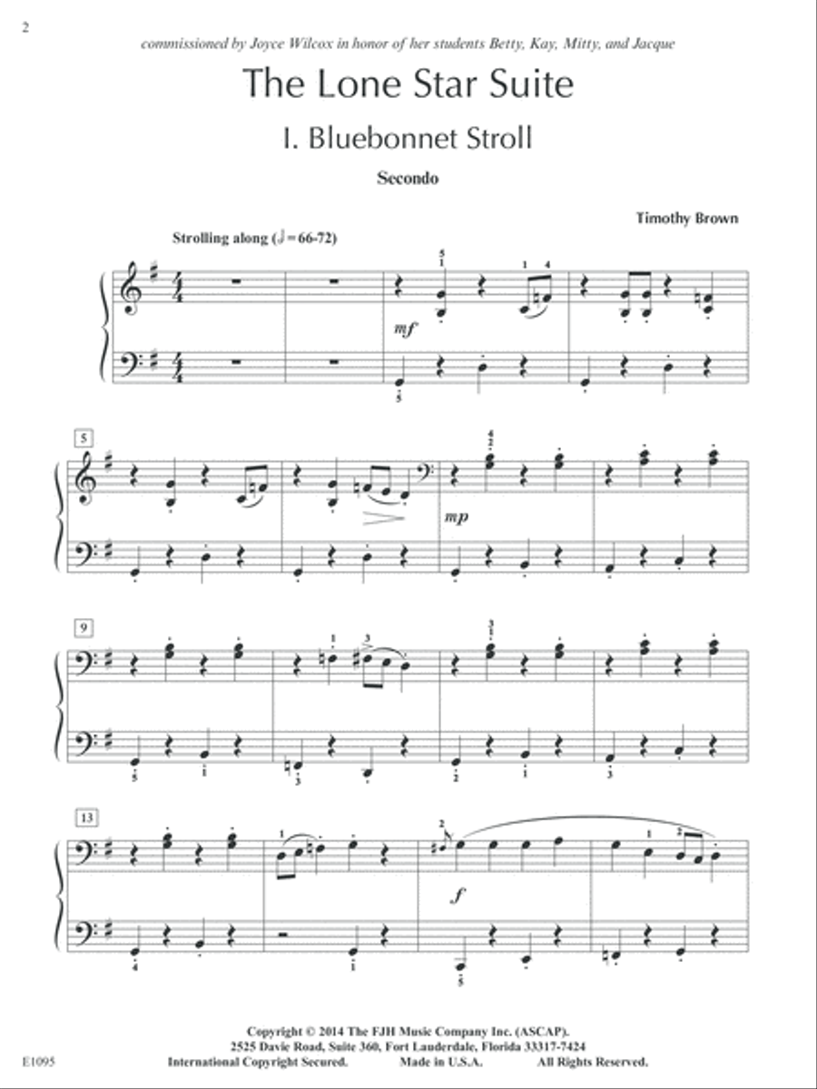 The Lone Star Suite Piano Duet scores gallery preview page 2
