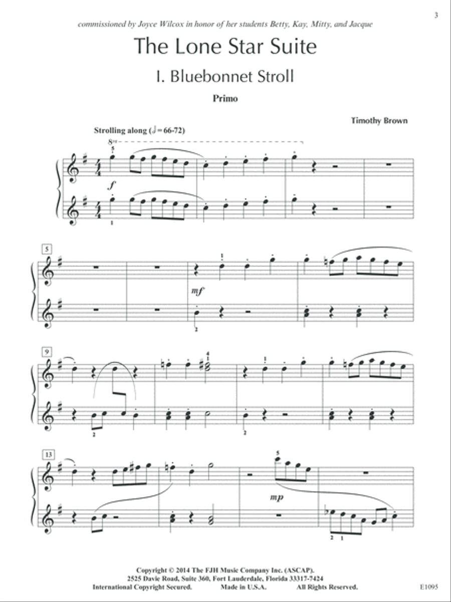 The Lone Star Suite Piano Duet scores gallery preview page 3