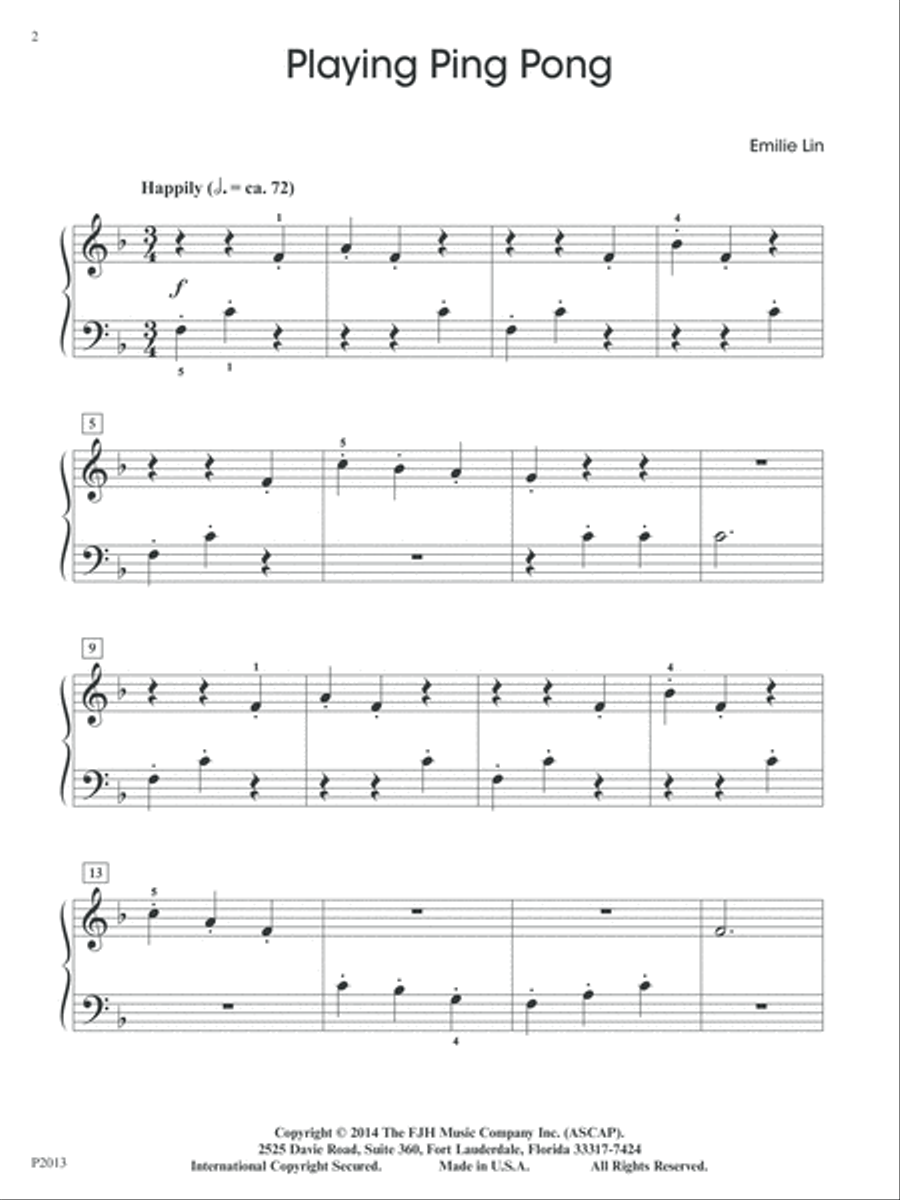 Playing Ping Pong Easy Piano scores gallery preview page 2
