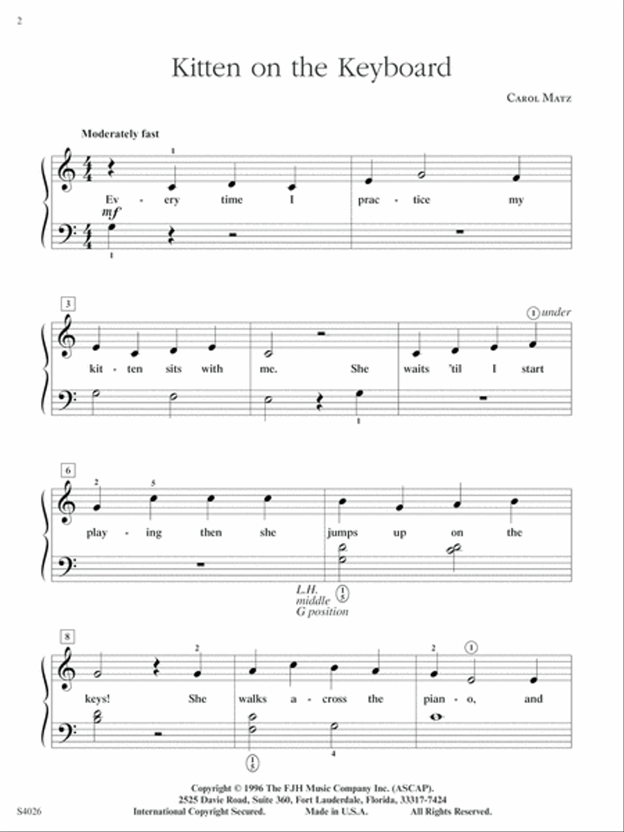 Kitten on the Keyboard Easy Piano scores gallery preview page 2