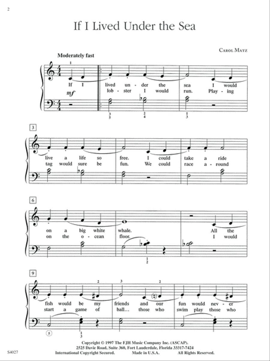 If I Lived Under the Sea Easy Piano scores gallery preview page 2