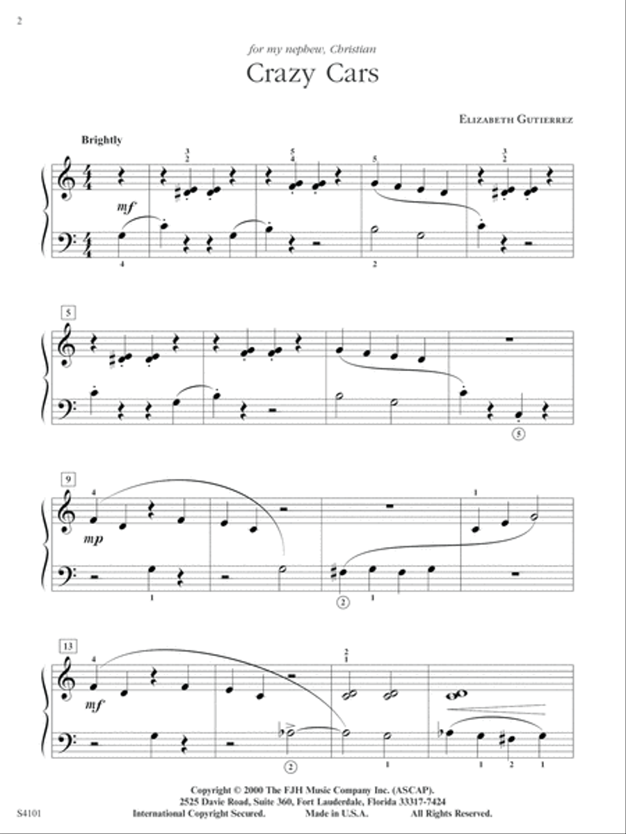 Crazy Cars Easy Piano scores gallery preview page 2
