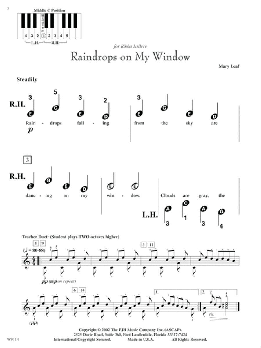 Raindrops on My Window / Sunshine at My Door Easy Piano scores gallery preview page 2
