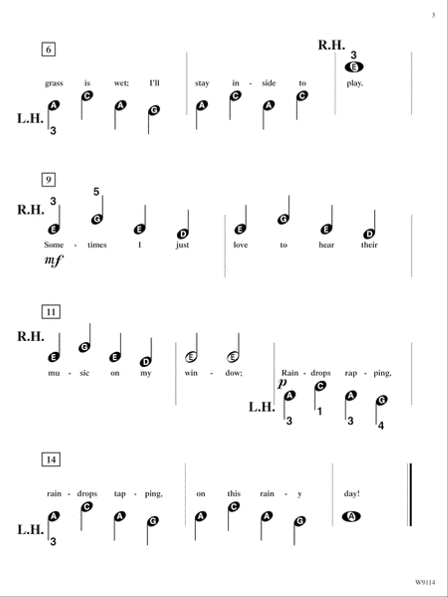Raindrops on My Window / Sunshine at My Door Easy Piano scores gallery preview page 3