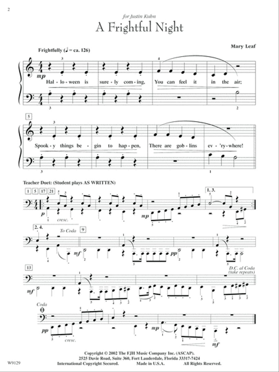 A Frightful Night Easy Piano scores gallery preview page 2