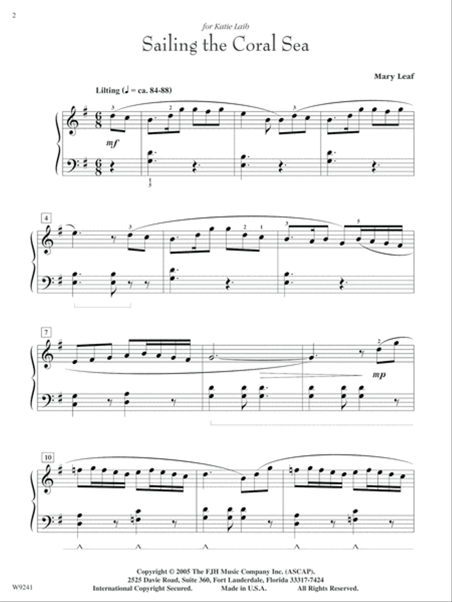 Sailing the Coral Sea Piano Solo scores gallery preview page 2