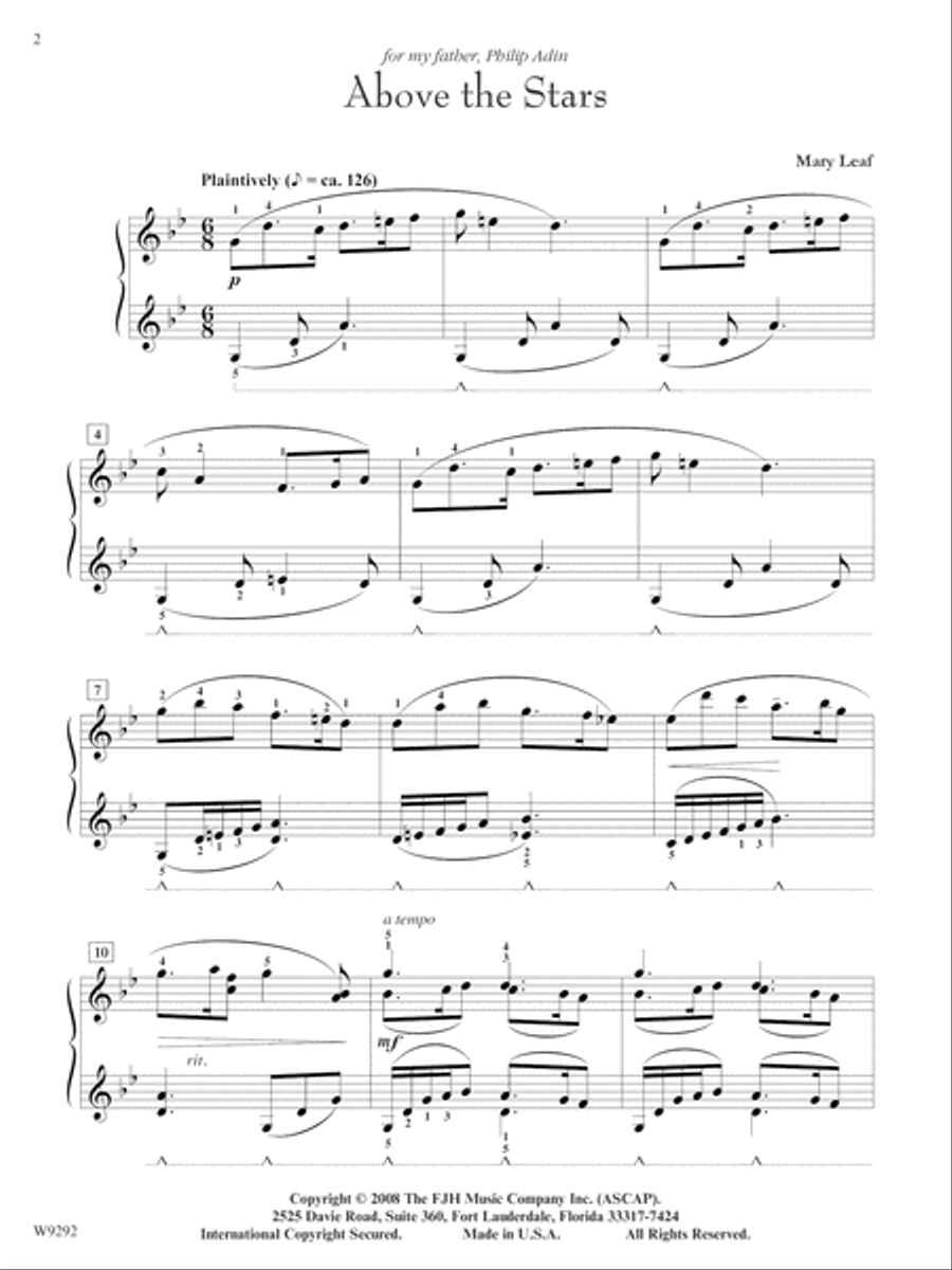 Above the Stars Piano Solo scores gallery preview page 2