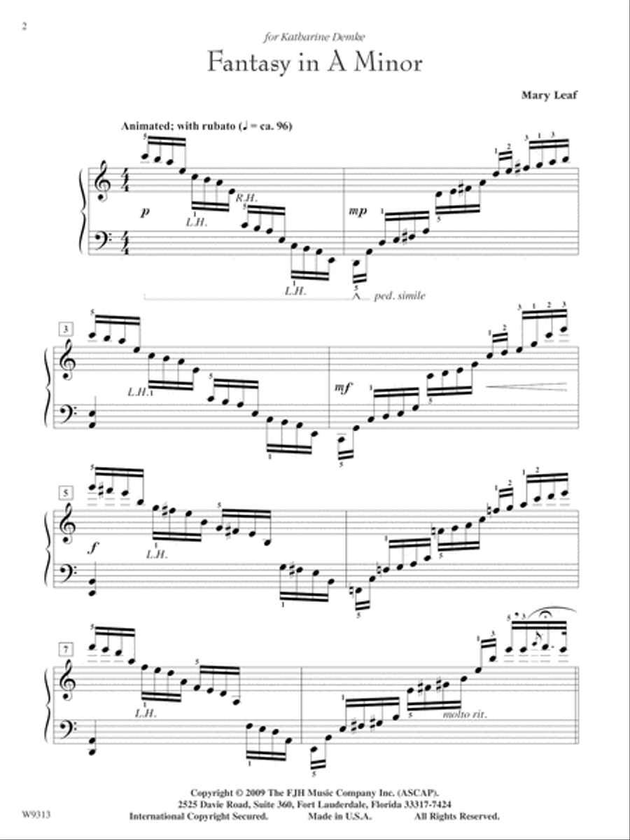 Fantasy in A Minor Piano Solo scores gallery preview page 2