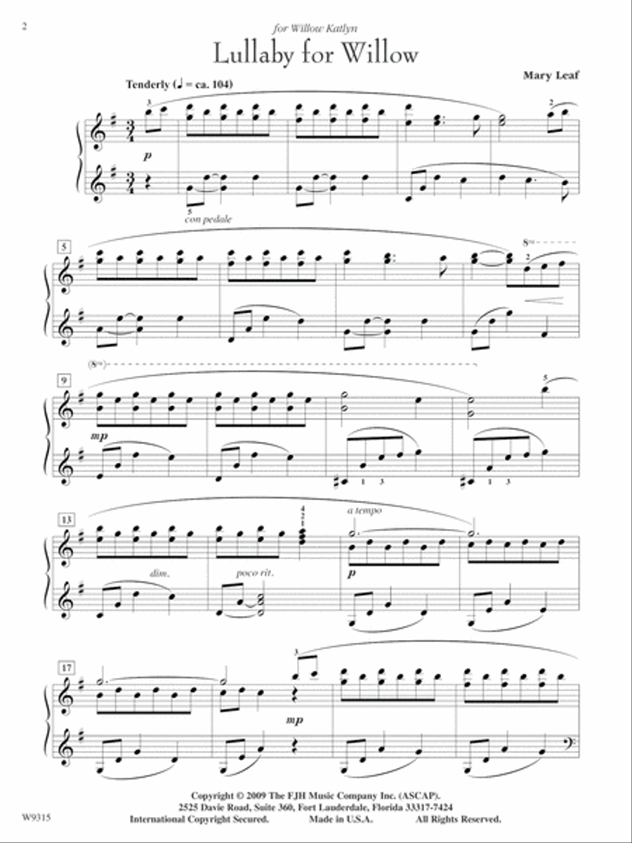 Lullaby for Willow Piano Solo scores gallery preview page 2
