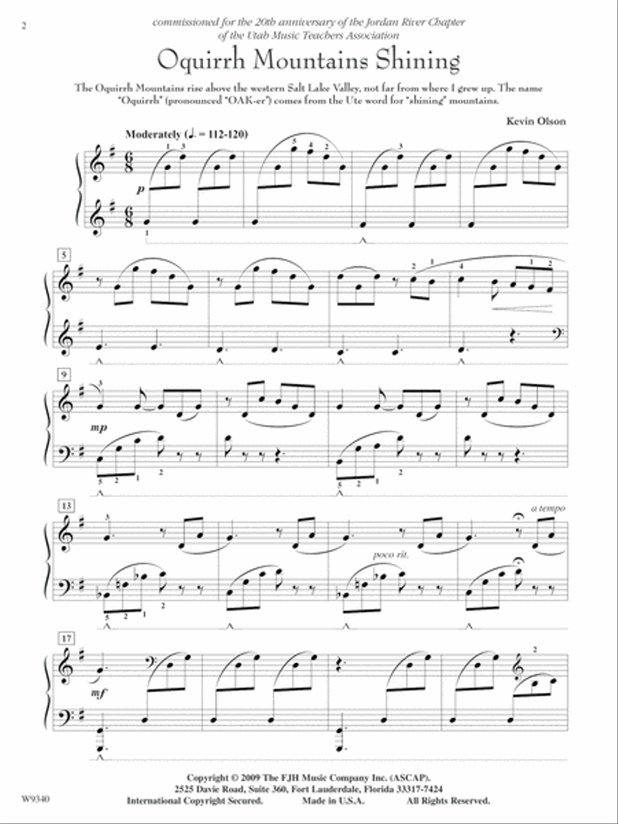 Oquirrh Mountains Shining Piano Solo scores gallery preview page 2