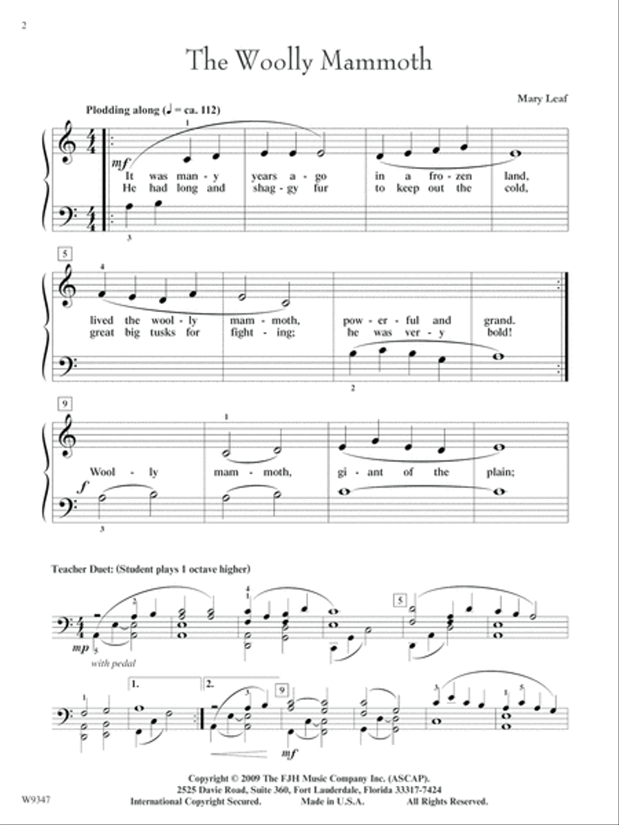The Woolly Mammoth Easy Piano scores gallery preview page 2