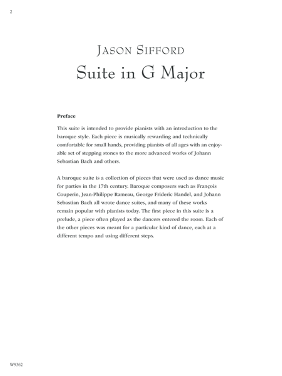 Suite in G Major Piano Solo scores gallery preview page 2