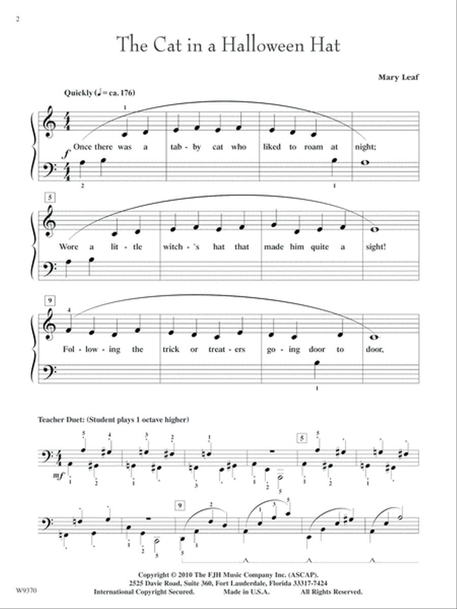 The Cat in a Halloween Hat Easy Piano scores gallery preview page 2