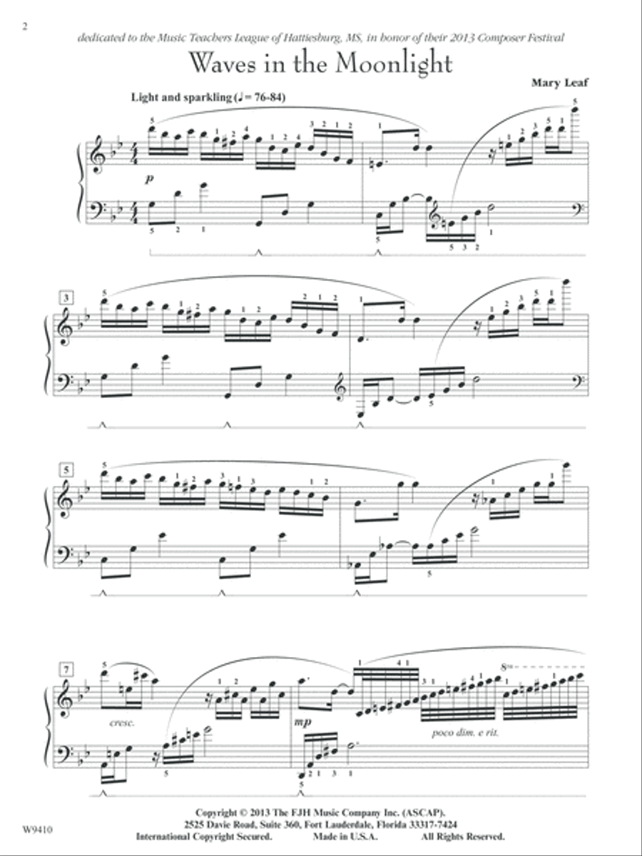 Waves in the Moonlight Piano Solo scores gallery preview page 2