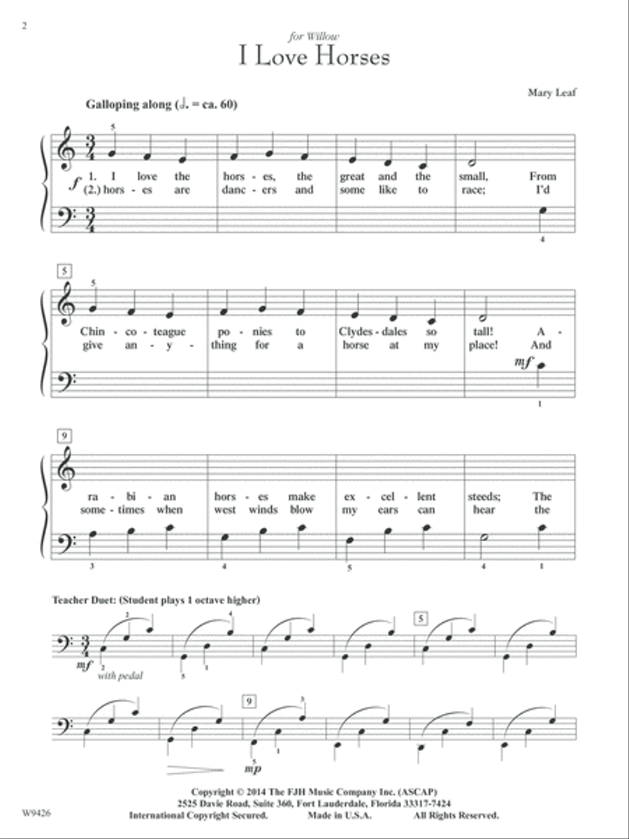 I Love Horses Easy Piano scores gallery preview page 2