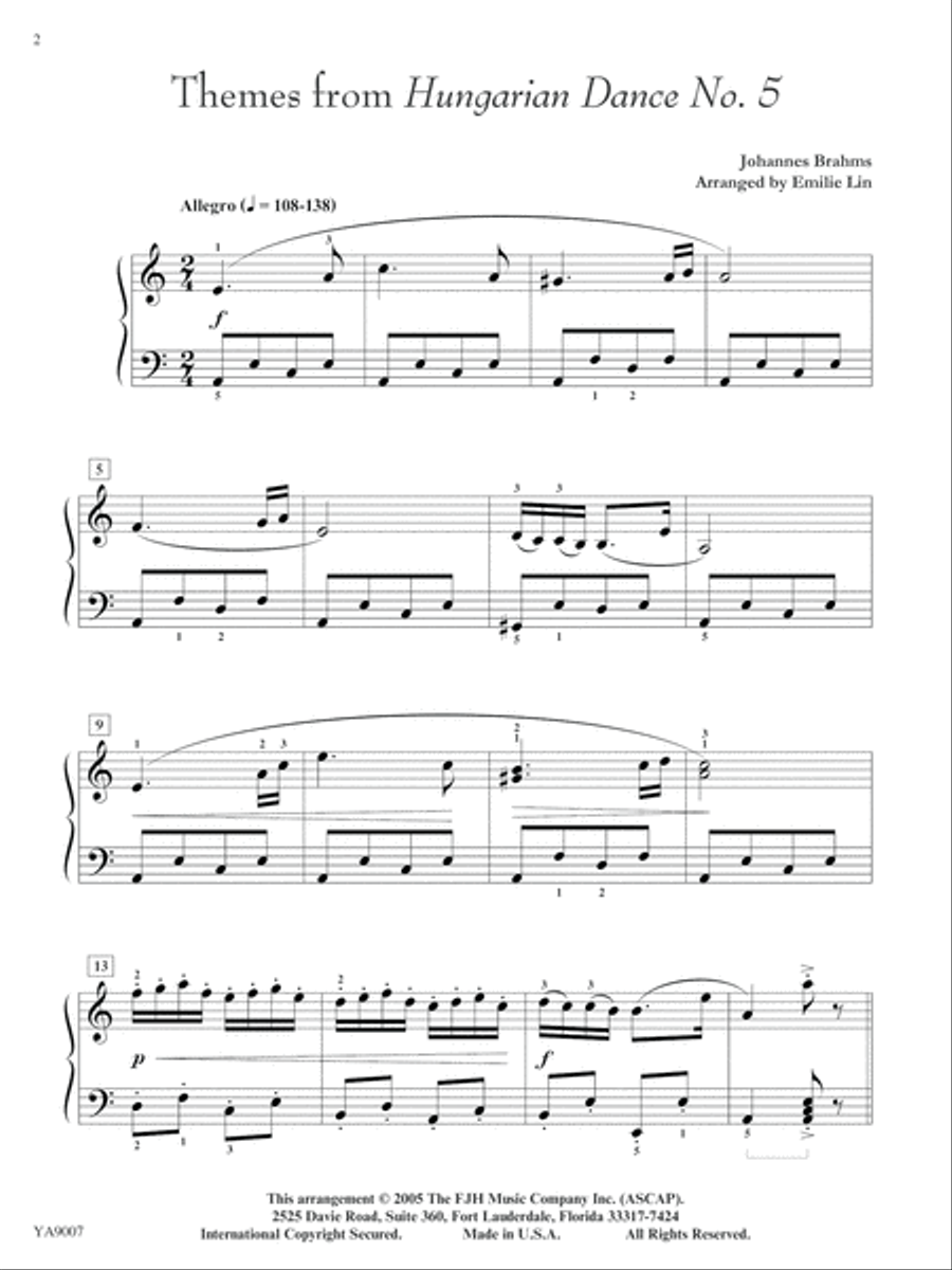Themes from Hungarian Dance No. 5 Piano Solo scores gallery preview page 2