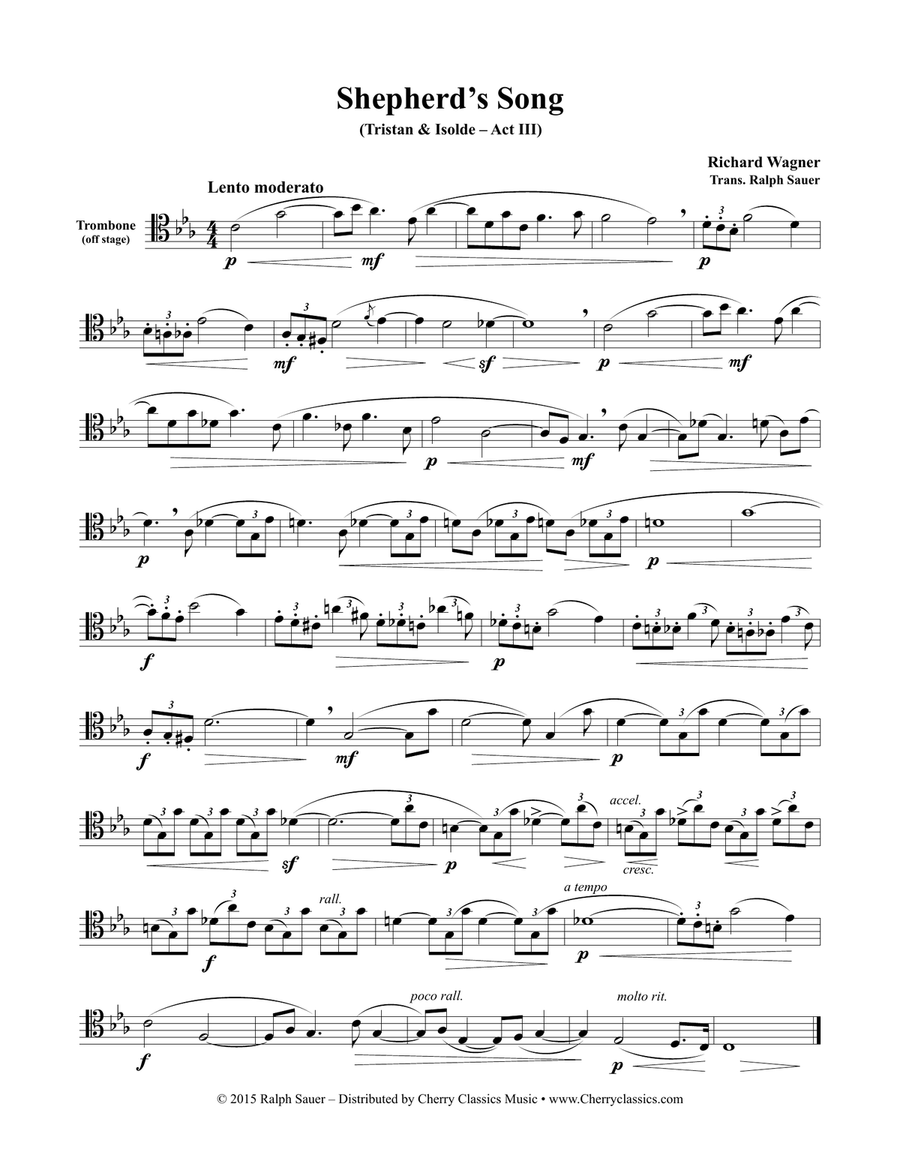 Shepherd's Song from Tristan & Isolde for Unaccompanied Tenor Trombone Trombone scores gallery preview page 2