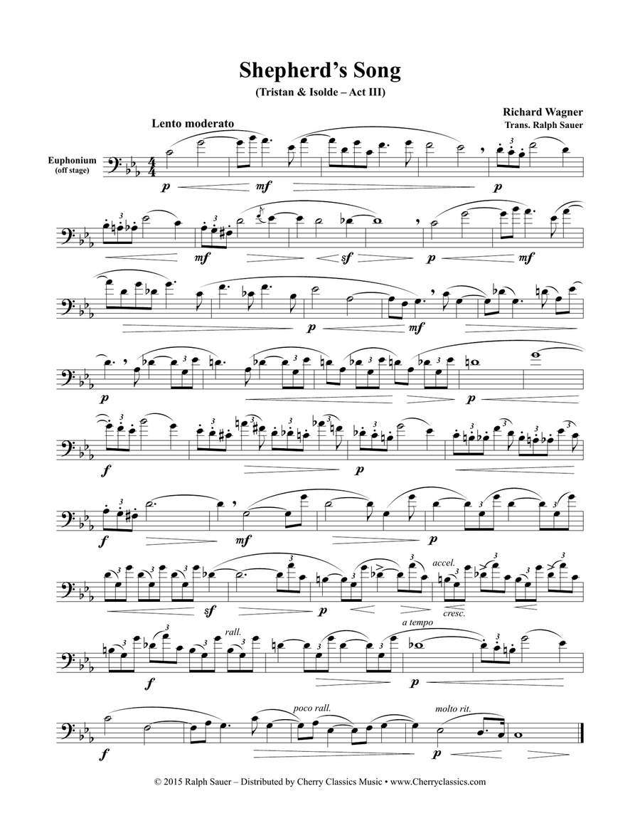 Shepherd’s Song from Tristan & Isolde for Unaccompanied Euphonium Euphonium scores gallery preview page 2