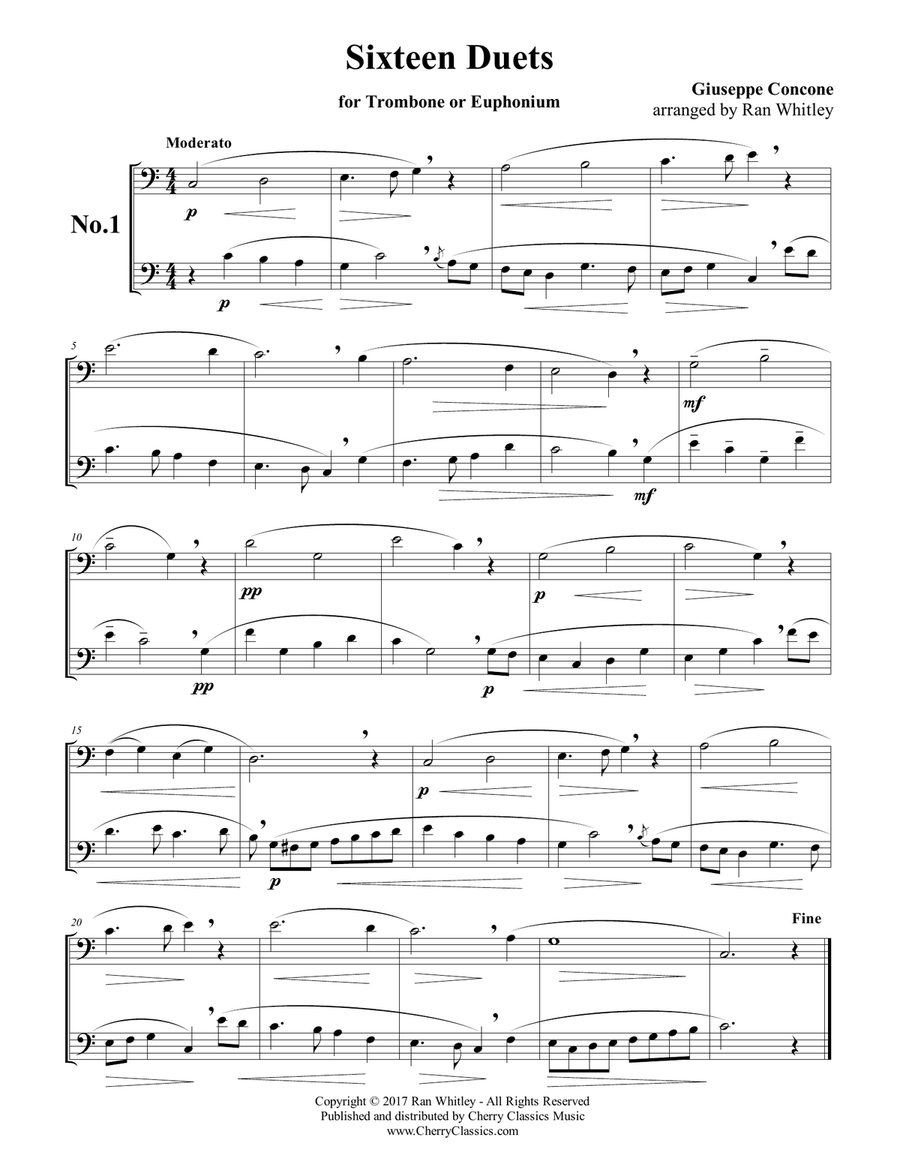 Sixteen Duets from selected Vocalises for Trombone or Euphonium volume 1 Euphonium Duet scores gallery preview page 2