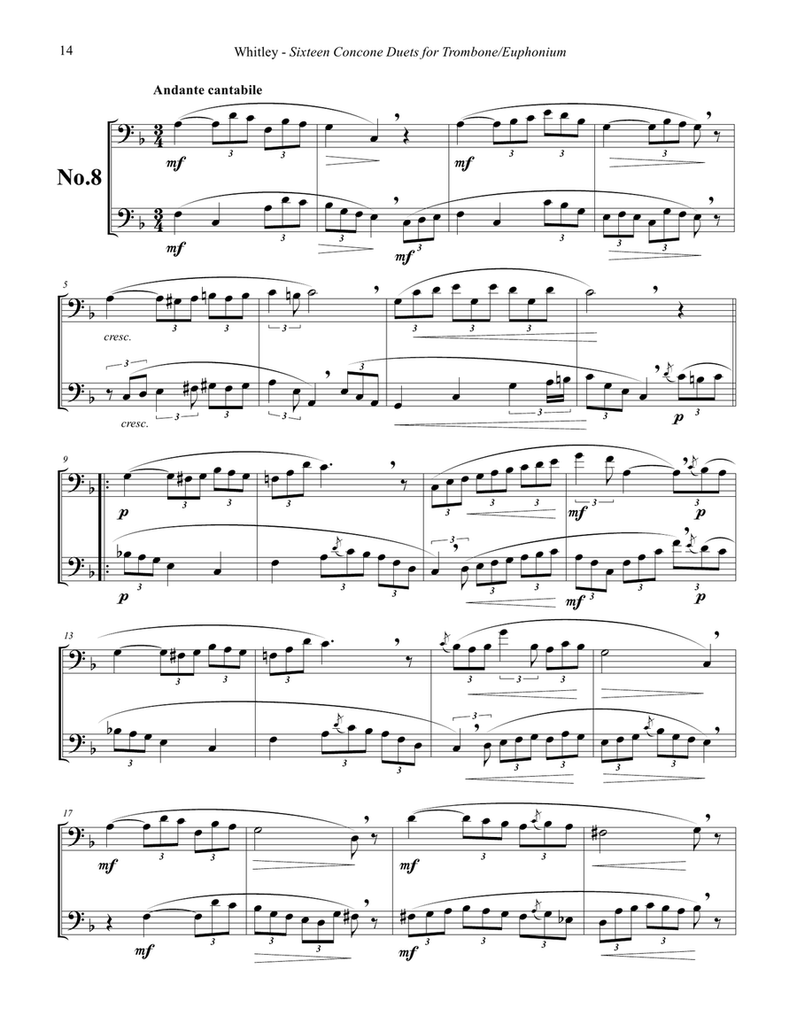 Sixteen Duets from selected Vocalises for Trombone or Euphonium volume 1 Euphonium Duet scores gallery preview page 3