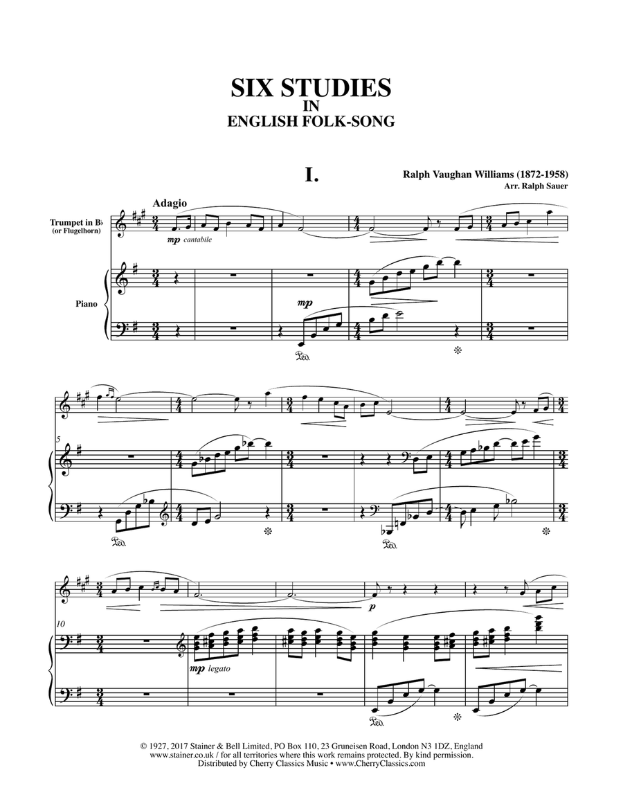 Six Studies in English Folksong for Trumpet or Flugelhorn Flugelhorn scores gallery preview page 5