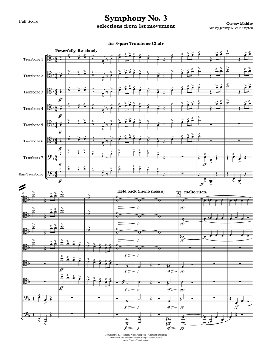 Symphony No. 3 selections from 1st movement for 8-part Trombone Choir Trombone scores gallery preview page 2