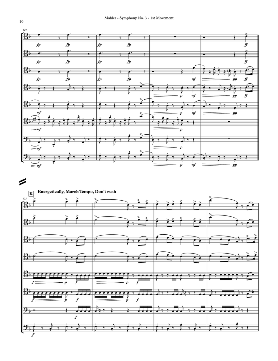 Symphony No. 3 selections from 1st movement for 8-part Trombone Choir Trombone scores gallery preview page 5