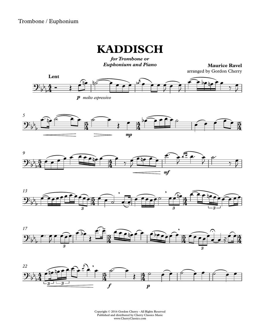 Kaddisch for Trombone or Euphonium & Piano Euphonium scores gallery preview page 2