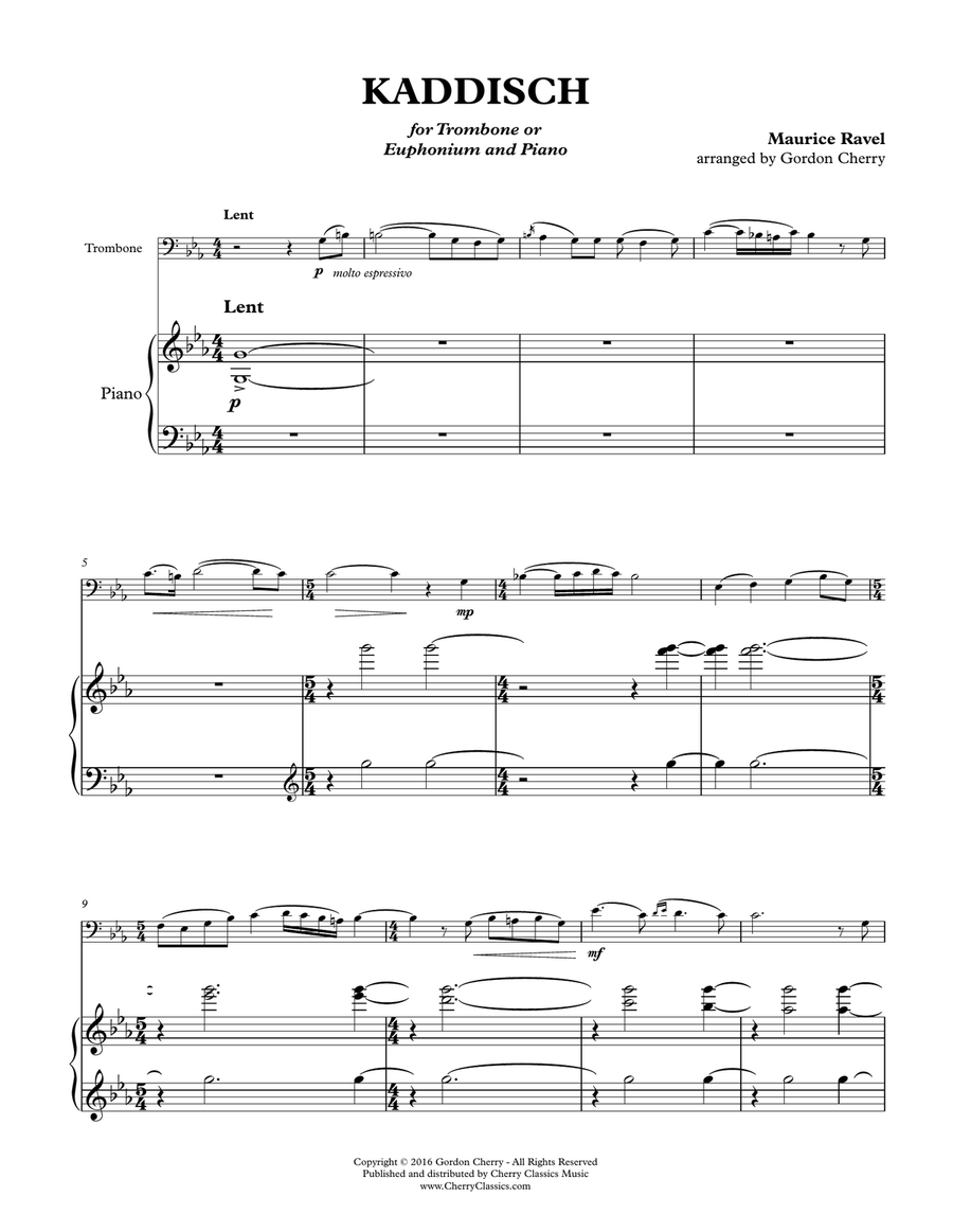 Kaddisch for Trombone or Euphonium & Piano Euphonium scores gallery preview page 4