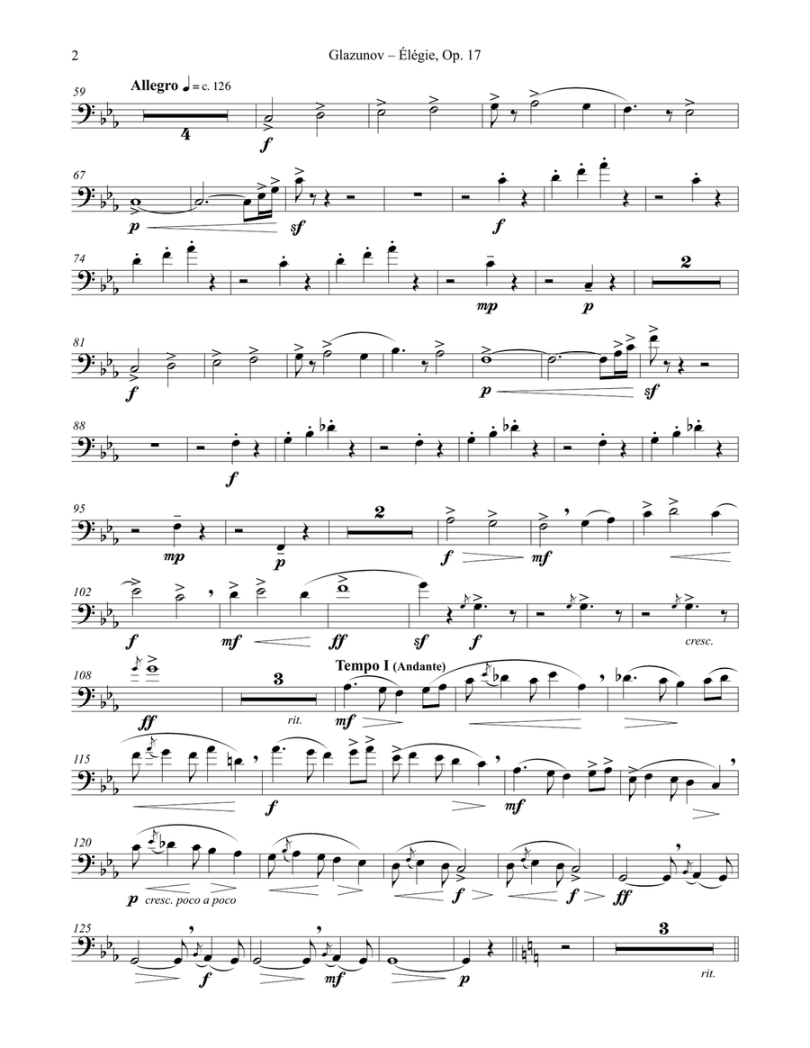Élégie Opus 17 for Euphonium & Piano Euphonium scores gallery preview page 3