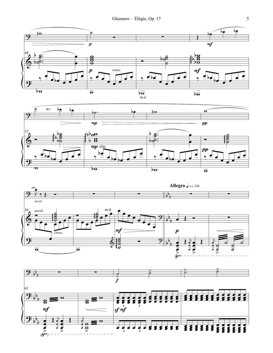 Élégie Opus 17 for Euphonium & Piano Euphonium scores gallery preview page 5