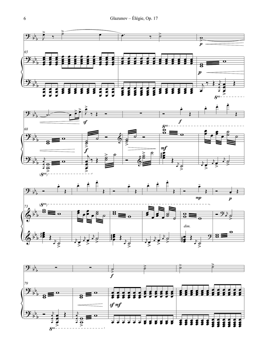Élégie Opus 17 for Euphonium & Piano Euphonium scores gallery preview page 6