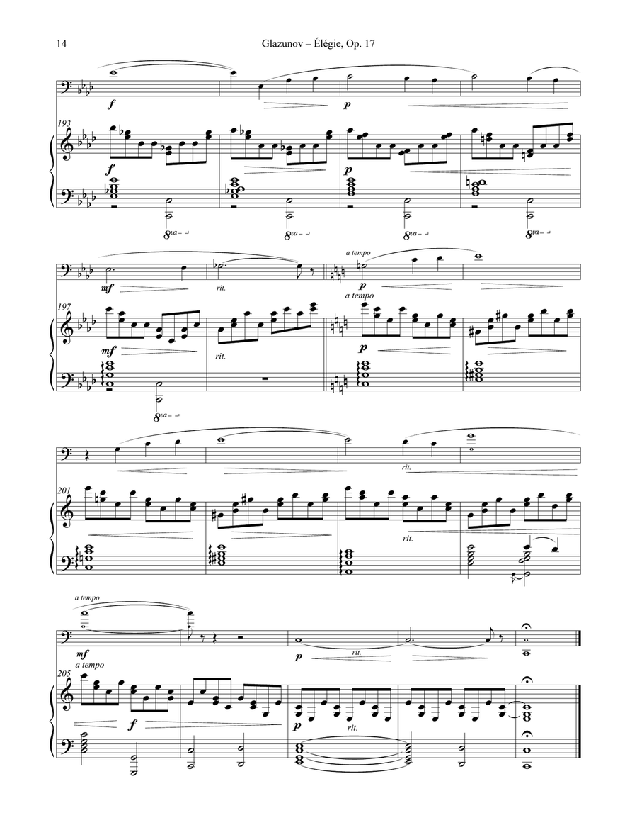 Élégie Opus 17 for Euphonium & Piano Euphonium scores gallery preview page 7