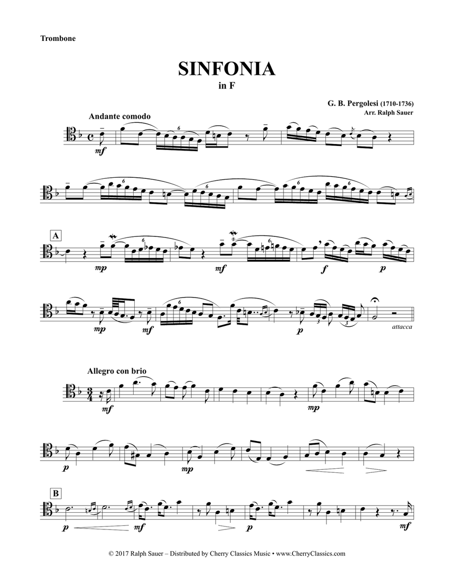 Sinfonia in F for Trombone & Piano Piano Accompaniment scores gallery preview page 3