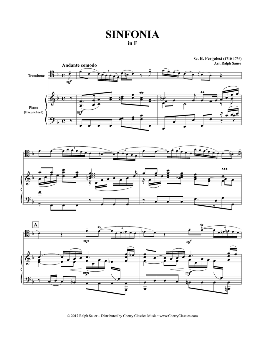 Sinfonia in F for Trombone & Piano Piano Accompaniment scores gallery preview page 6