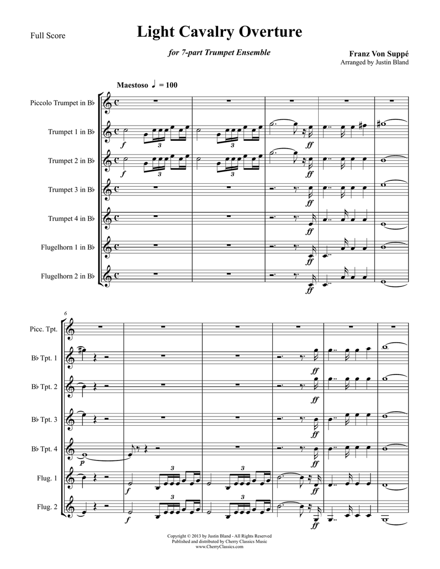 Light Cavalry Overture for 7-part Trumpet Ensemble Trumpet scores gallery preview page 2