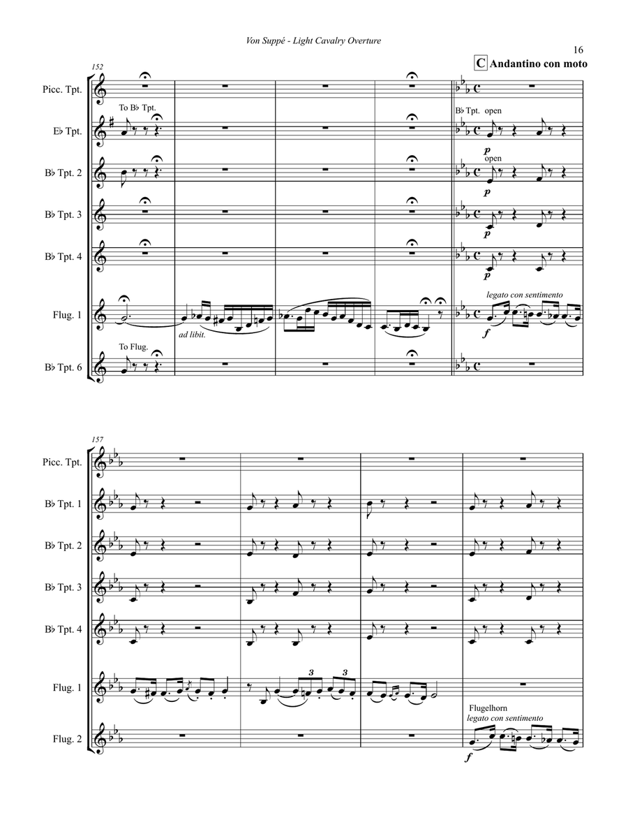Light Cavalry Overture for 7-part Trumpet Ensemble Trumpet scores gallery preview page 5