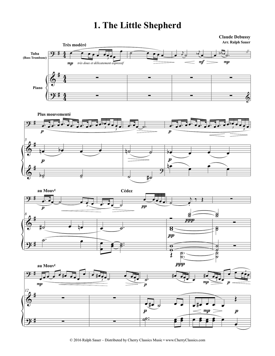 Two Selections from The Children’s Corner for Tuba or Bass Trombone & Piano Bass Trombone scores gallery preview page 2
