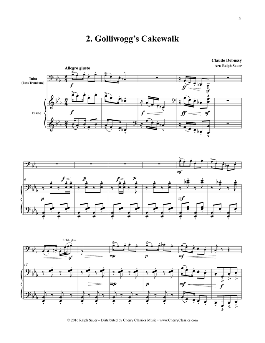 Two Selections from The Children’s Corner for Tuba or Bass Trombone & Piano Bass Trombone scores gallery preview page 3
