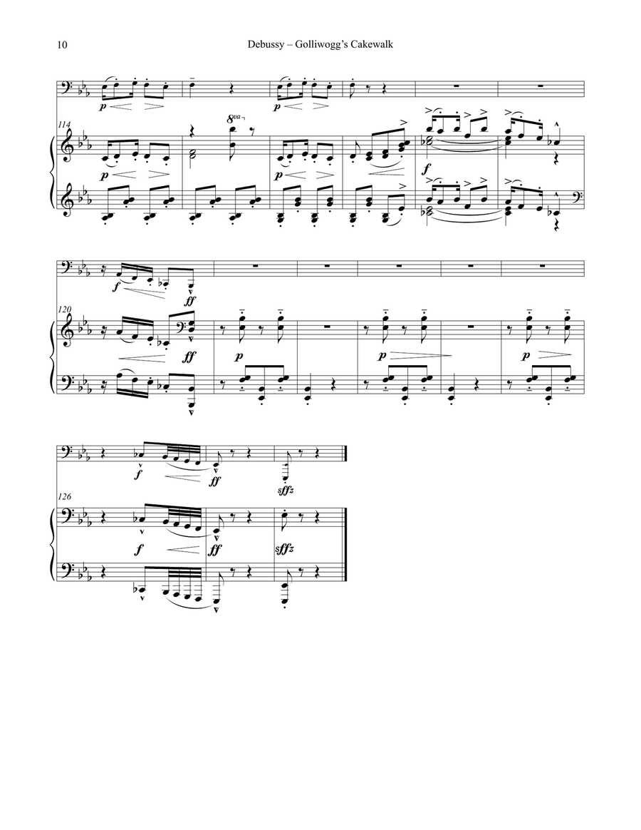 Two Selections from The Children’s Corner for Tuba or Bass Trombone & Piano Bass Trombone scores gallery preview page 4