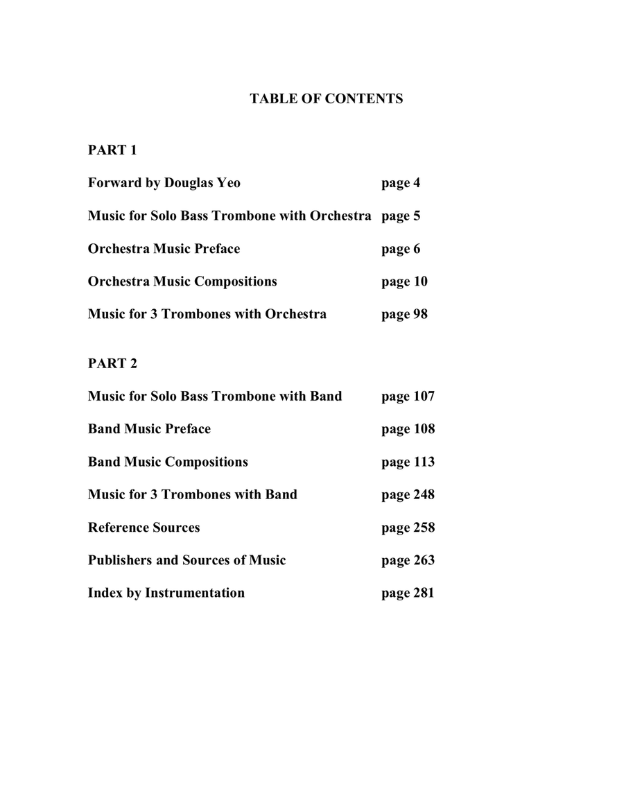 Music for Bass Trombone - A Reference Book of Works for Solo Bass Trombone with Orchestra, Band & Chamber Ensemble - complete Bass Trombone scores gallery preview page 3